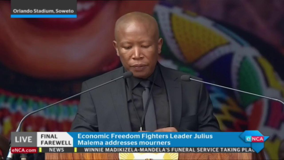 [WATCH] EARLIER: #WinnieMandelaFuneral: The #EFF's Julius #Malema speaks on the people who betrayed #WinnieMandela. Courtesy #DStv403 