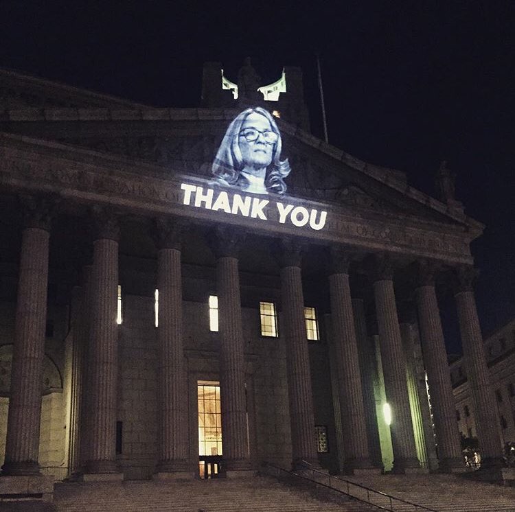 PROJECTED: On the New York State Supreme Court Building in Lower Manhattan on Friday night/Saturday morning by @illuminator99. 