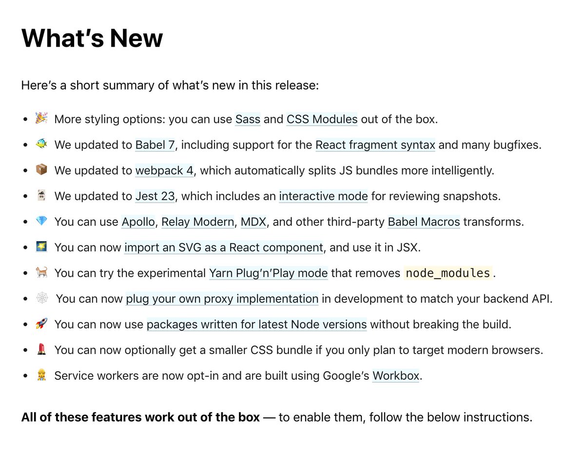 We’ve just released Create React App 2.0, including a year’s worth of improvements. https://t.co/O2AjlHOUjp 