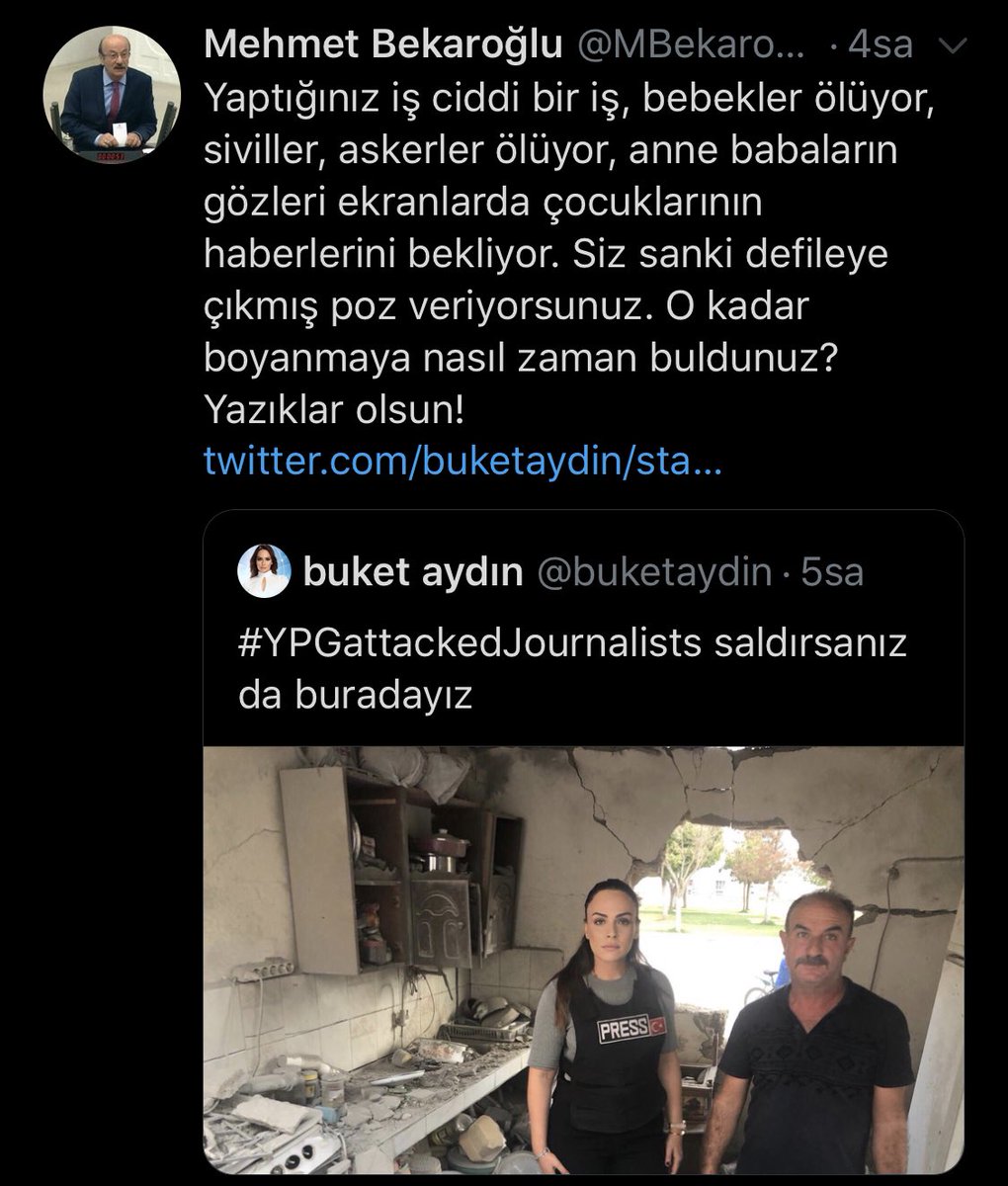 Ailemizi geride bırakıp canımızı hiçe sayıp her türlü riski alıp Akçakale’den tüm gelişmeleri sizlere aktarmaya çalışırken  terör örgütünün hedefi olmak bizi şaşırtmıyor da sizlerin hedefi olmak çok şaşırtıyor doğrusu @MBekaroglu 