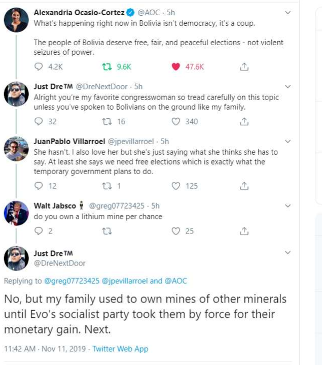 I found the 2019 version of 'castro took away my family's slaves.' 