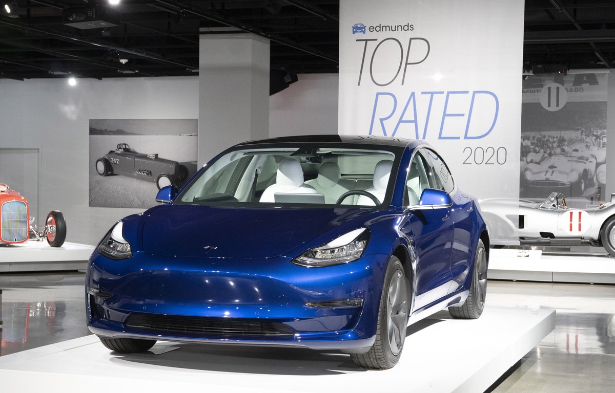 The Edmunds 2020 #TopRated best EV of the year is the @Tesla Model 3.

The Model 3 is unlike any other vehicle on sale, electric or ICE. Its features, technology, price and driving dynamics make it an impossible force to ignore. https://t.co/RPfxDAIwD0 