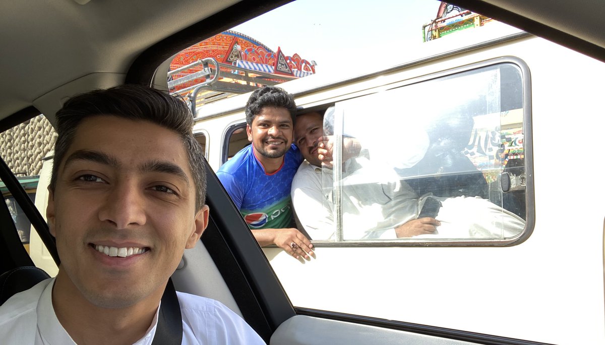 Just a couple of cricket fans stuck in traffic. 