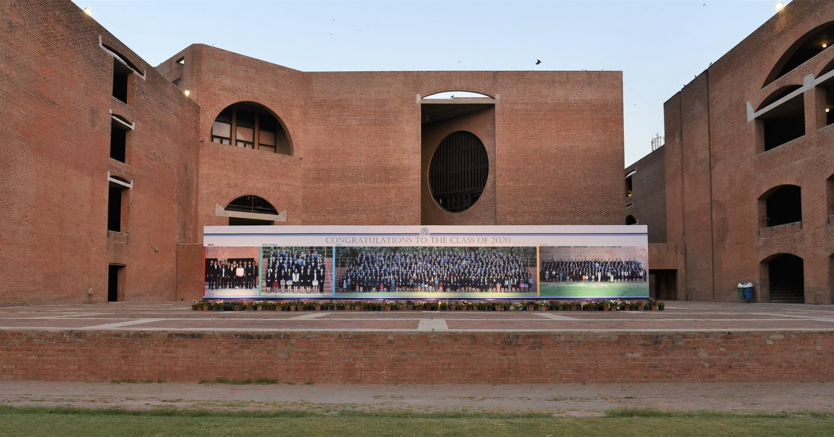 On March 21, IIMA lit up its historic red-bricked Louis Kahn Plaza with the pictures of graduating students of the PhD, #MBA, MBA-FABM and MBA-PGPX programmes.

With immense pride, the #IIMA community congratulates the Class of 2020 and wishes them a successful career ahead! 