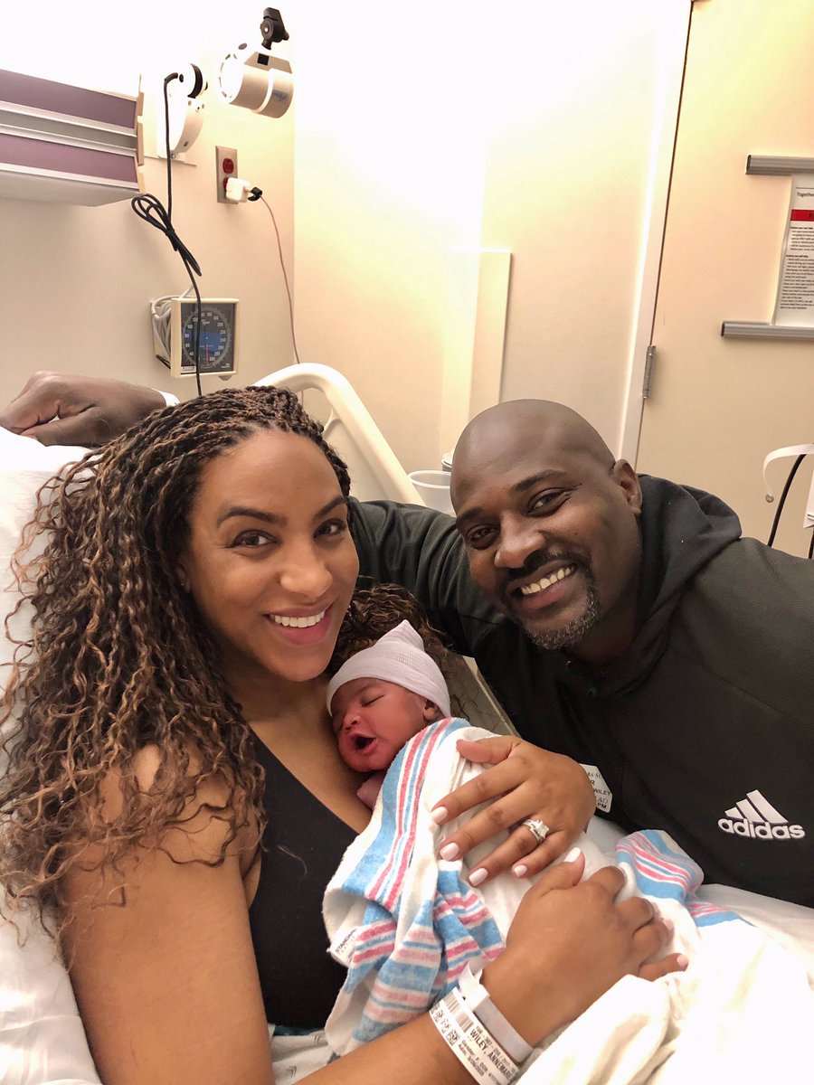 Say hello to Alivia Marie Wiley 👧🏾 Her combine numbers were 7lbs.14 oz. &amp; 21.5 inches.🤣 Annemarie is relaxing &amp; enjoying these last calm moments before we go home to the storm 🤯
Thank you all 4 your prayers &amp; well wishes. Trust, we’re going to need them now more than ever! 😩🙏🏿 