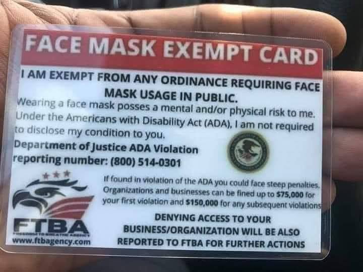 As someone with a profound disability, it's disgusting to me that people are using the Americans With Disabilities Act of 1990 to justify avoiding a minor inconvenience

These badly misspelled cards &amp; their card-carrying members are using disabled people as shields to harm others 