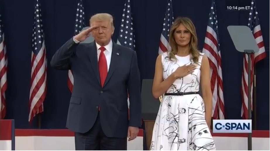 Can someone explain to @realDonaldTrump that as a civilian, non-veteran, he should have his hand over his heart during the national anthem? 