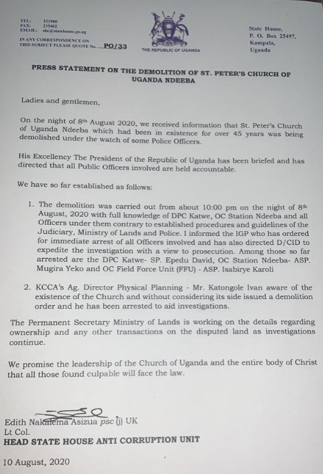 We are taking action against those who illegally demolished St.Peter’s Church of Uganda, Ndeeba.
#ExposeTheCorrupt 