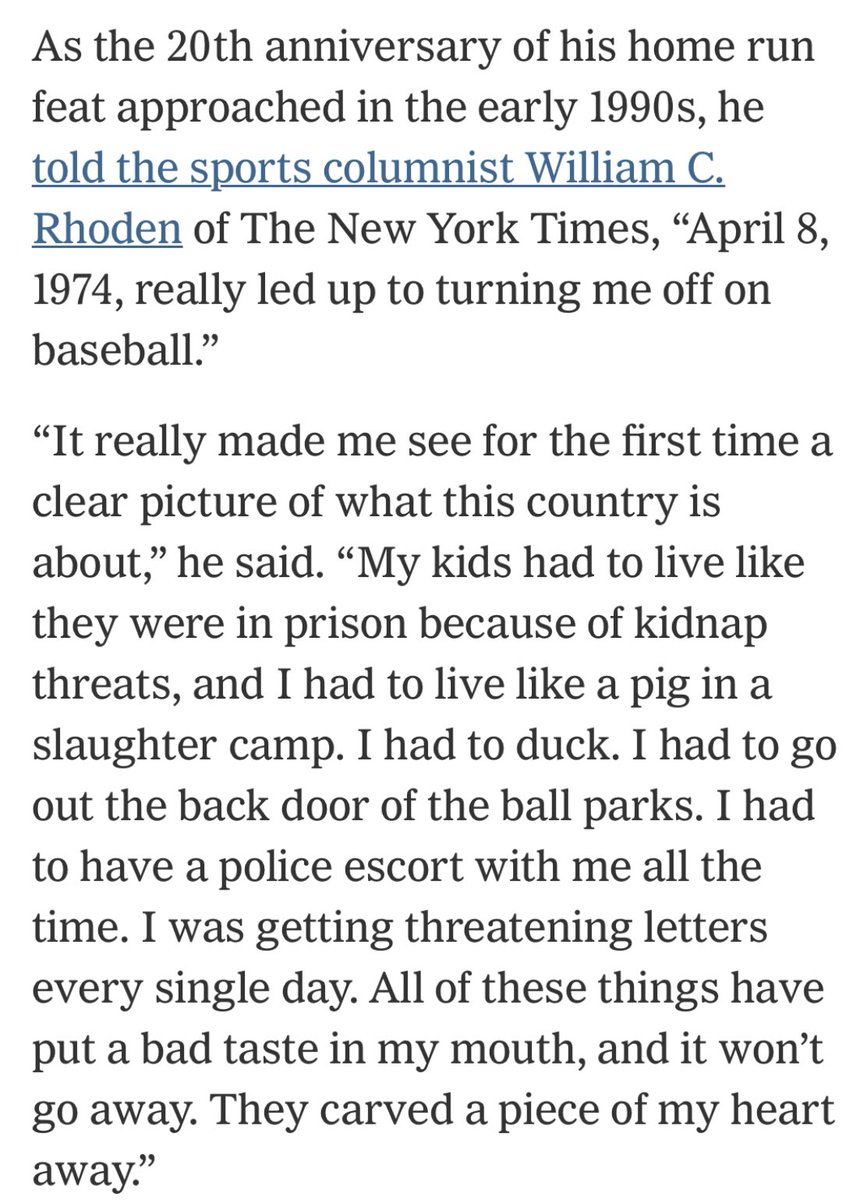 This old quote from Hank Aaron in The NY Times obituary just left me speechless. I had not seen this before. 