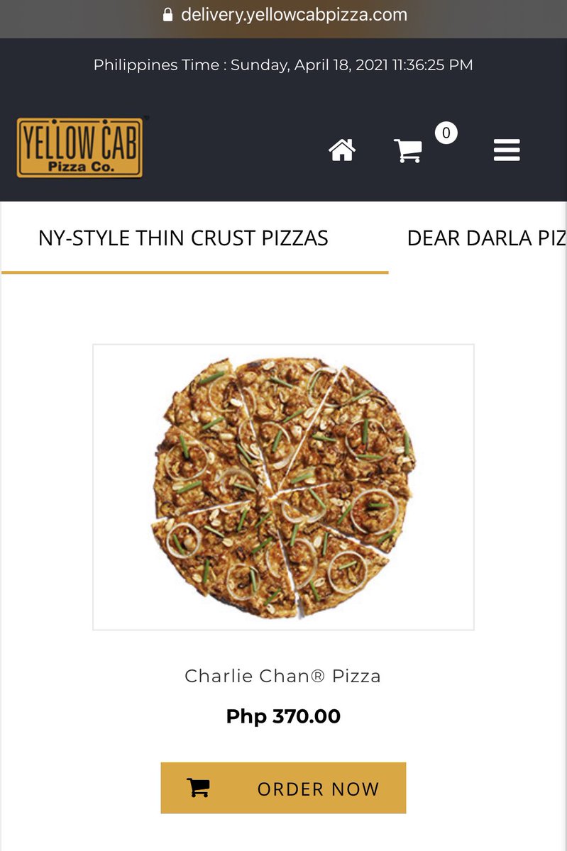 Guys, may Charlie Chan flavor na pizza sa Yellow Cab!! 😭😭😭 