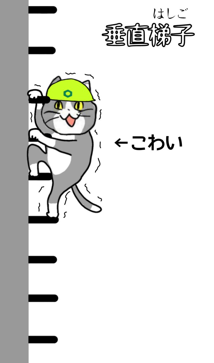 垂直ハシゴの背カゴの心強さは異常 #現場猫 