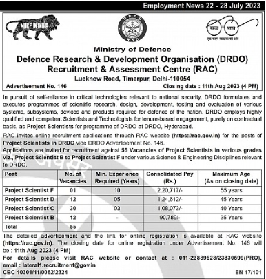🔬 @DRDO_India is on the hunt for 55 brilliant minds to become Project Scientists! 🧪

⏳ Hurry! Applications open till August 11! ⏳

 Don't miss this chance! 💼 #DRDO #ProjectScientists #EmploymentNews #Jobsearch #JobAlert 