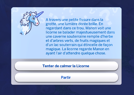 UN TERRAIN MAGIQUE CACHÉ ?! Mon dieu, je suis arrivée niveau 22 de la grotte secrète et j'ai eu ce message avec la licorne 2 fois, au niveau 15 et 16. La 1ère fois j'ai répondu "Tenter de calmer" et la 2e fois "Partir". Mais dans les deux cas la licorne n'était pas contente ! 