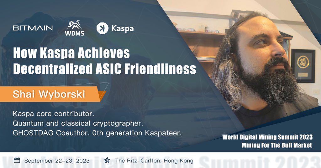 🥳Very honored to invite quantum and classical cryptography, Mr. Shai Wyborski to share his thoughts as an early Kaspa core developer and GHOSTDAG coauthor ! Looking forward to his speech topic "How $Kaspa achieves decentralized ASIC friendliness"👏 @DesheShai  @KaspaCurrency 