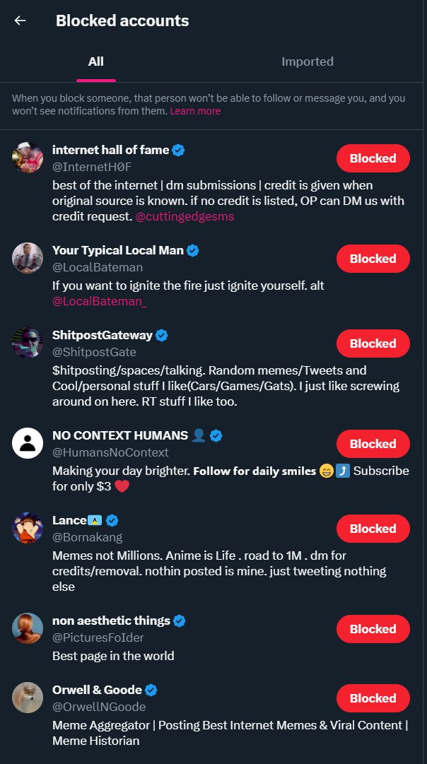I used Twitter for 10 years without having to block anyone

Now I'm forced to block a new "one gotta go" Facebook meme account every other day 