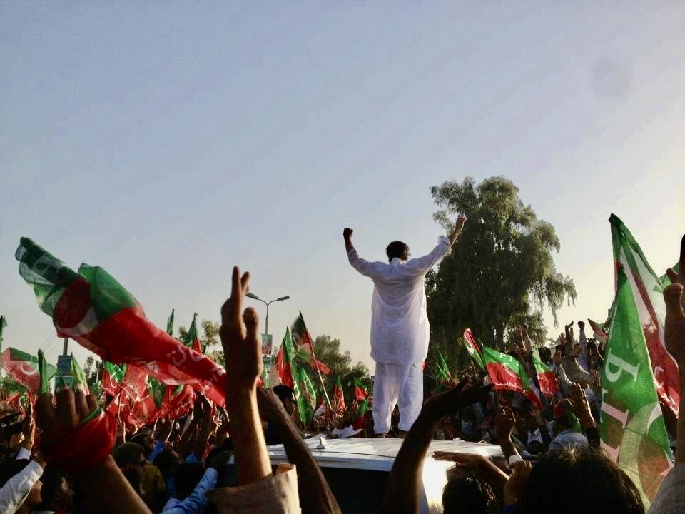A picture from PTI’s Peace March to Waziristan in 2012 boldly led by Chairman Imran Khan

Practically at every step, hundreds of people were messaging him saying – ‘Khan sb your life is under threat please don’t step out of the vehicle for your own safety”

He along with the then 