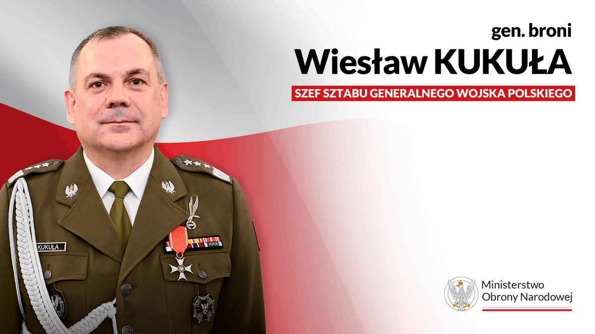 Generał broni Wiesław Kukuła mianowany na stanowisko szefa Sztabu Generalnego Wojska Polskiego.
- - - 
Gen. broni Wiesław Kukuła jest absolwentem Wyższej Szkoły Oficerskiej Wojsk Łączności w Zegrzu, Wyższego Kursu Specjalistycznego, studiów magisterskich w Wojskowej Akademii 