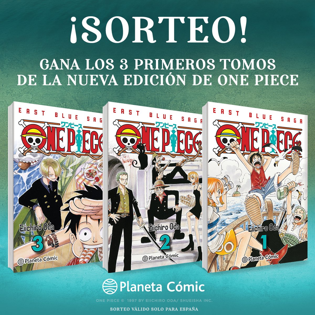 📣 ¡Atención, piratas!

Sorteamos 2️⃣ packs compuestos por los tres primeros tomos de la nueva edición de #OnePiece.
 
¿Cómo participar en el #sorteo?
 
✅ Síguenos
🔁 Haz RT a este tweet
 
🏴‍☠️¡Participa y únete a la tripulación!
 
📄Bases: https://t.co/ArEVeFP74j 
