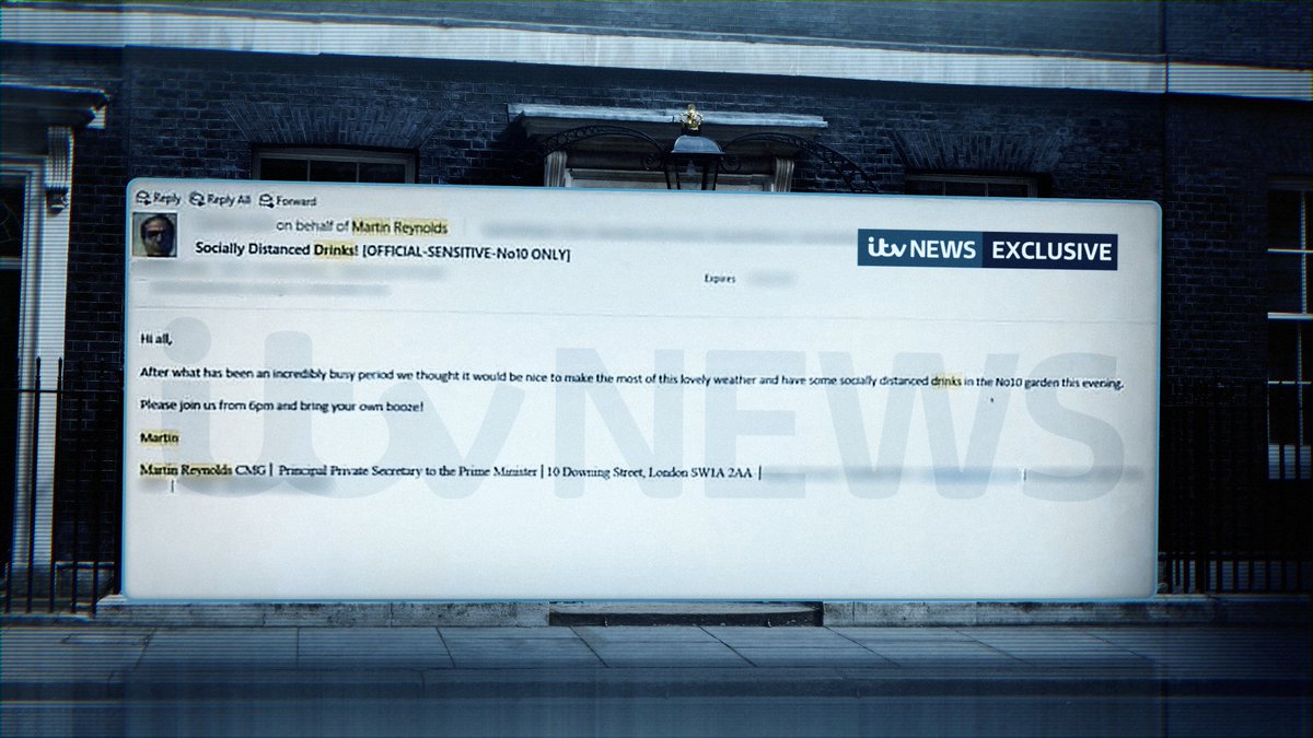 EXCL: Email obtained by @itvnews proves over 100 staff were invited to drinks party in No 10 garden at height of lockdown to “make the most of the lovely weather”.

We’re told PM and his wife attended, with staff invited to “bring your own booze!”

https://t.co/rg34EIkdz2 
