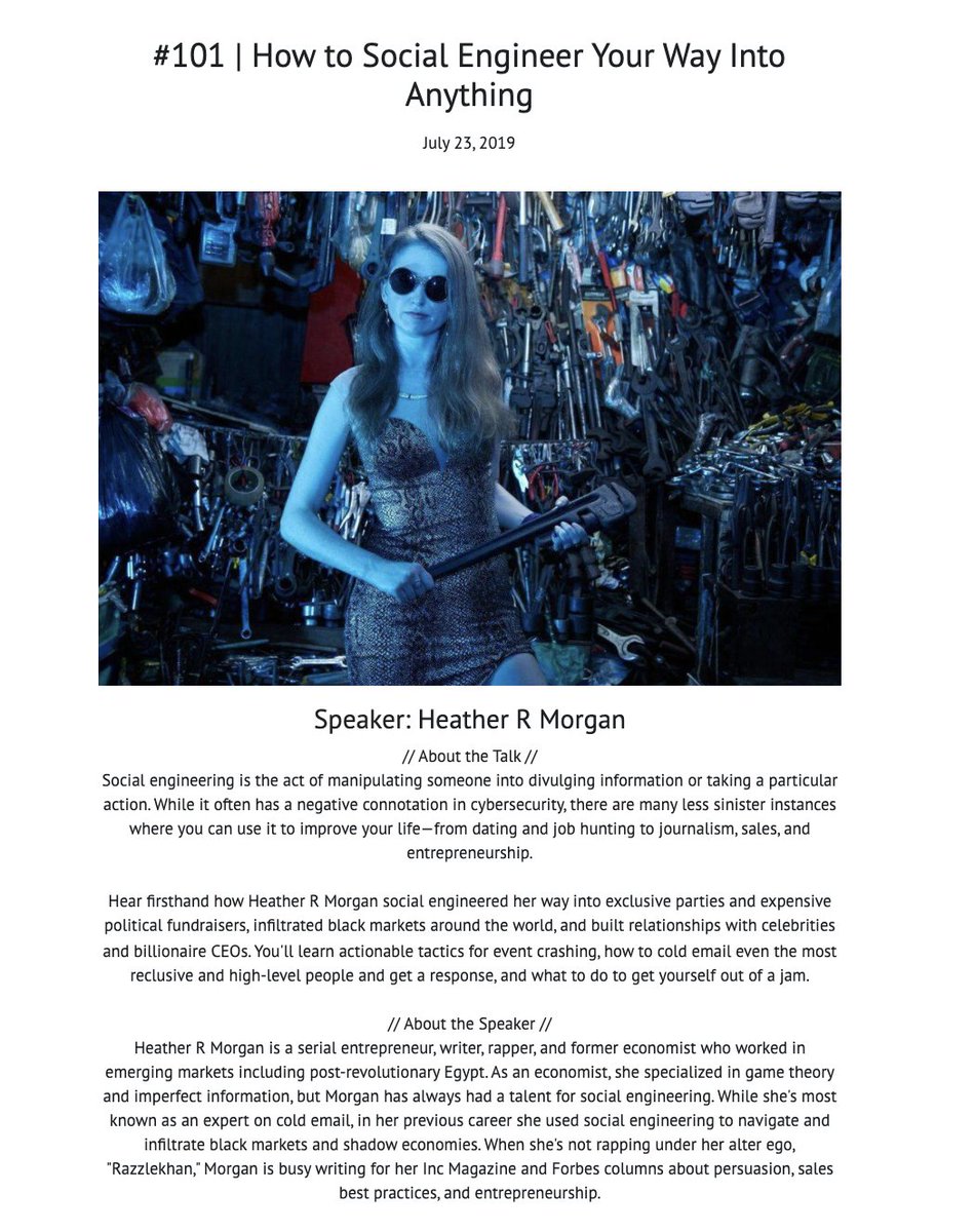 Amazingly, Heather Morgan gave a talk at NYC Salon (an event I used to run with @ruthienachmany) in 2019

Here's her talk: 