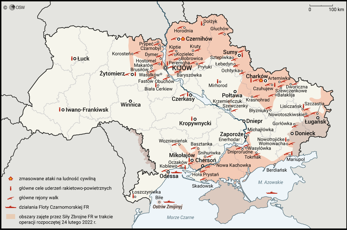 Najnowsza mapa pokazująca stan rosyjskiej inwazji na Ukrainę na godzinę 11:00 3 marca. 