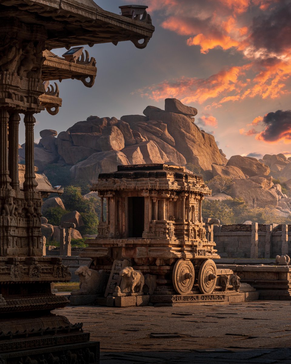 The shining glory of ancient architecture!

Pictured here is the famous stone chariot of Hampi. 