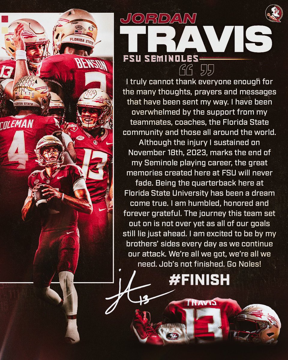 💛 @jordantrav13 

#NoleFamily | #FinishFor13 