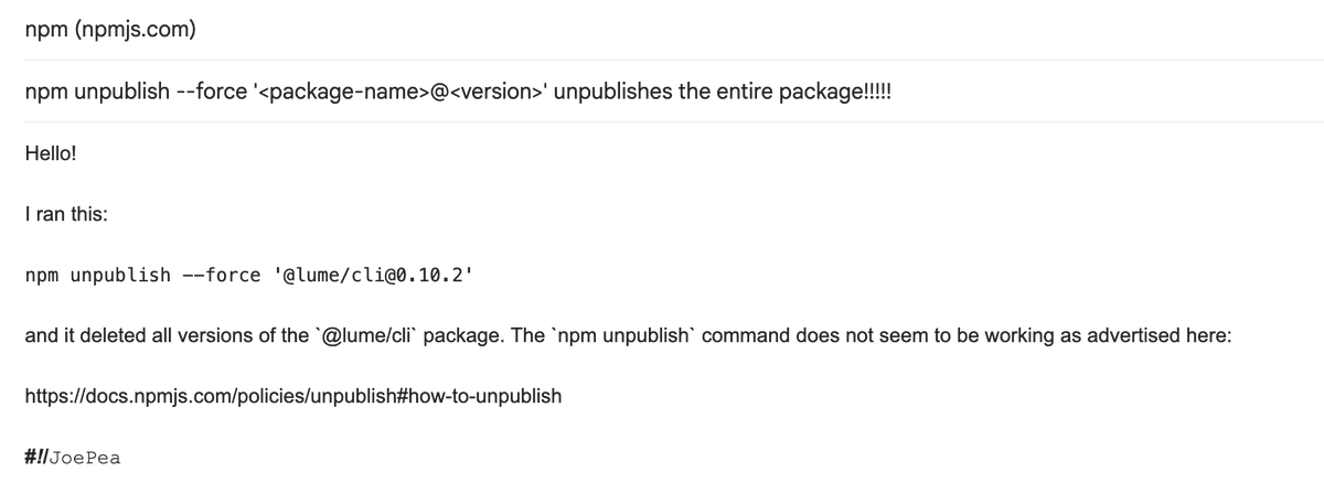 Seriously WTF @npmjs 