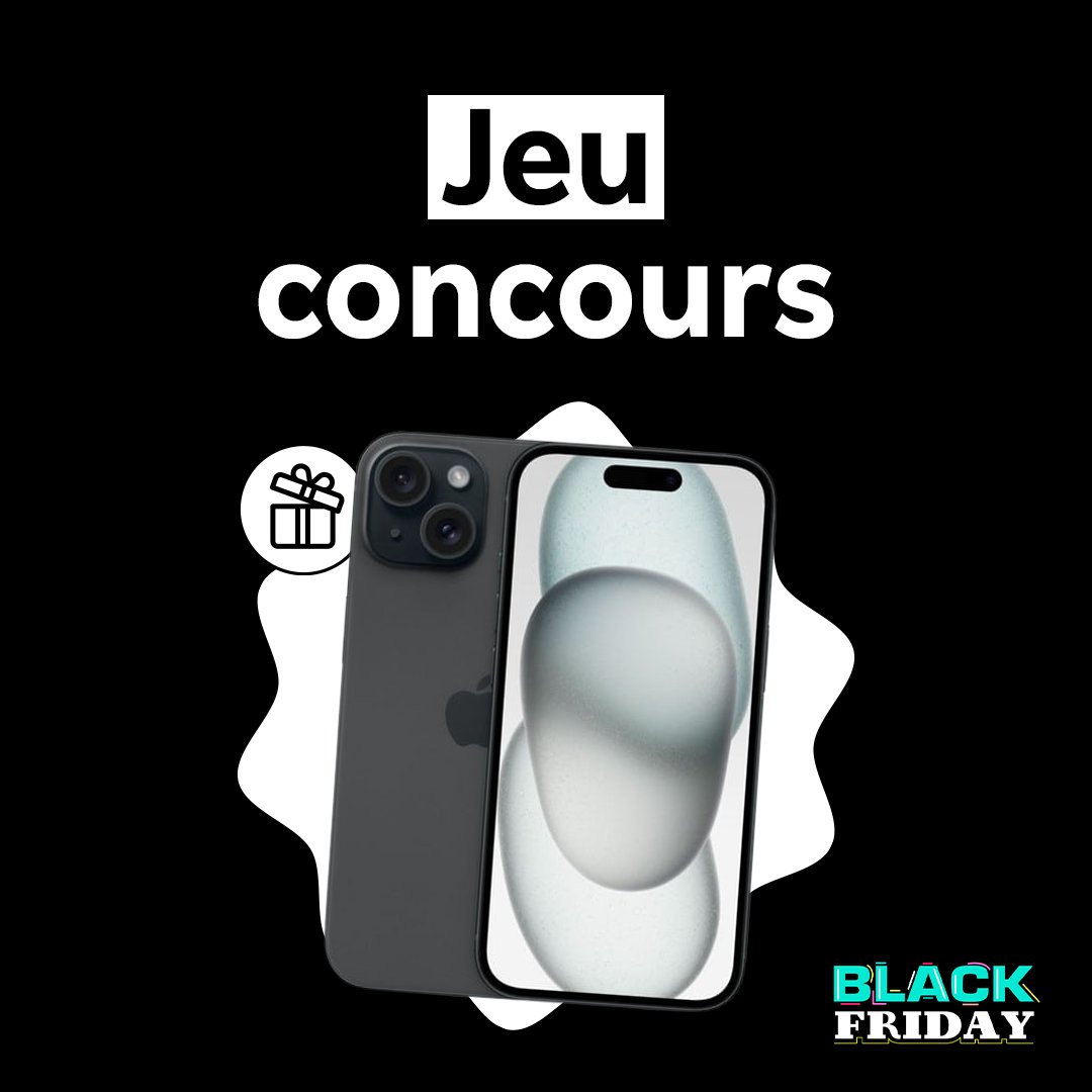 #CONCOURS 🎁

Pendant le #BlackFriday, tentez de remporter un iPhone 15 noir 128 Go 🔥

Pour participer :
- Follow @RakutenFrance
- RT avec le #BlackFridayRakuten

TAS le 01/12 🍀 