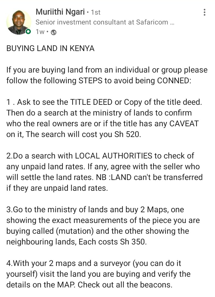 If you're planning to buy land in Kenya... 