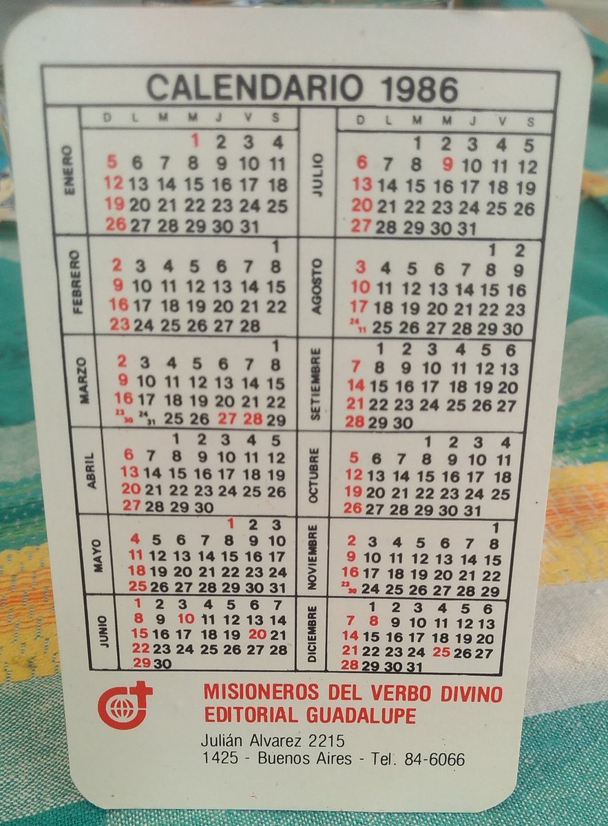 😳 Calendario de 1986. Miren el detalle de la dirección de abajo…