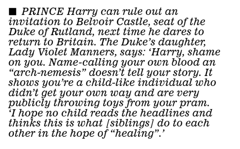 Duke's daughter scolds #PrinceHarry: 'Shame on you!' #royal To read Saturday's Eden Confidential column in full, click on this link via @mailplus https://t.co/Jq40mf61xr 