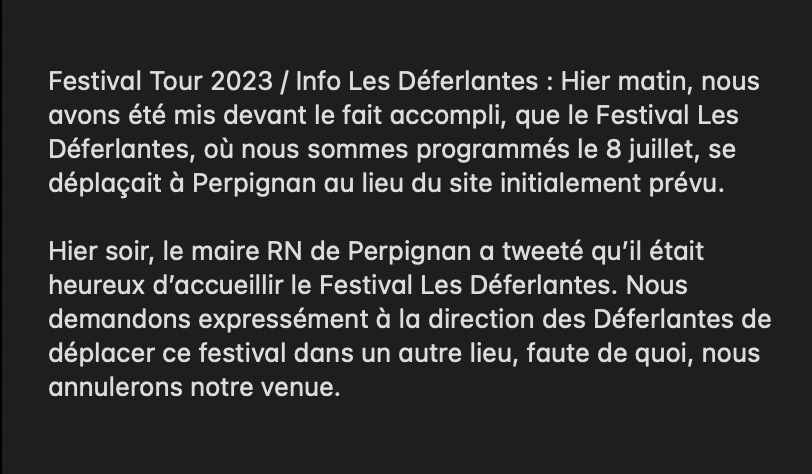 🔺Festival Tour 2023 / Info Les Déferlantes 