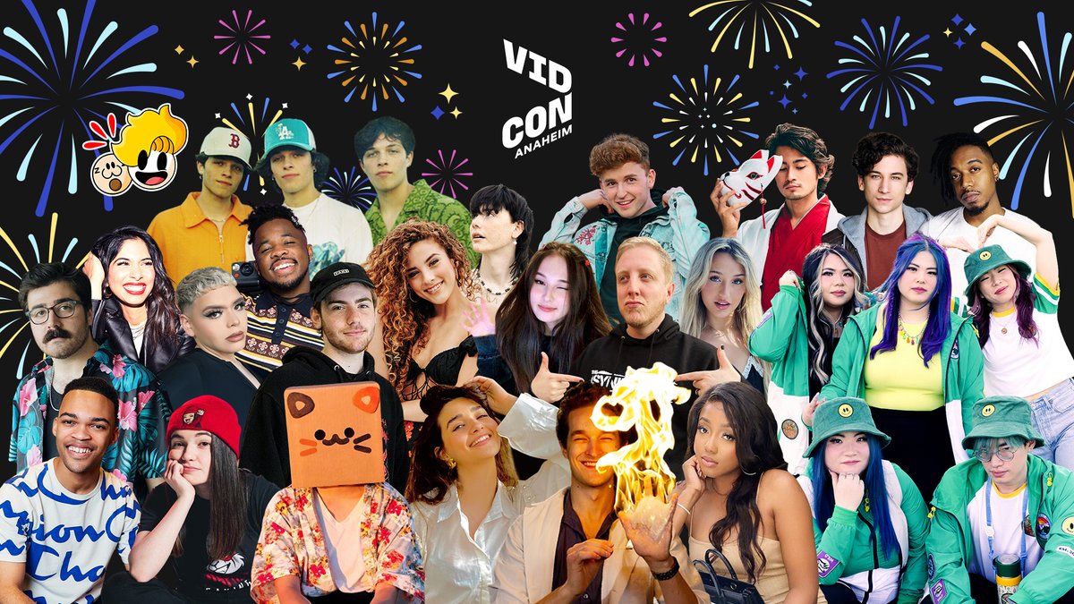 We're ringing in 2023 with 23 new Featured Creators! @sapnap, @itskrewofficial, @aimseytv &amp; more are heading to #VidConAN23 this year 🥳🎇✨ 