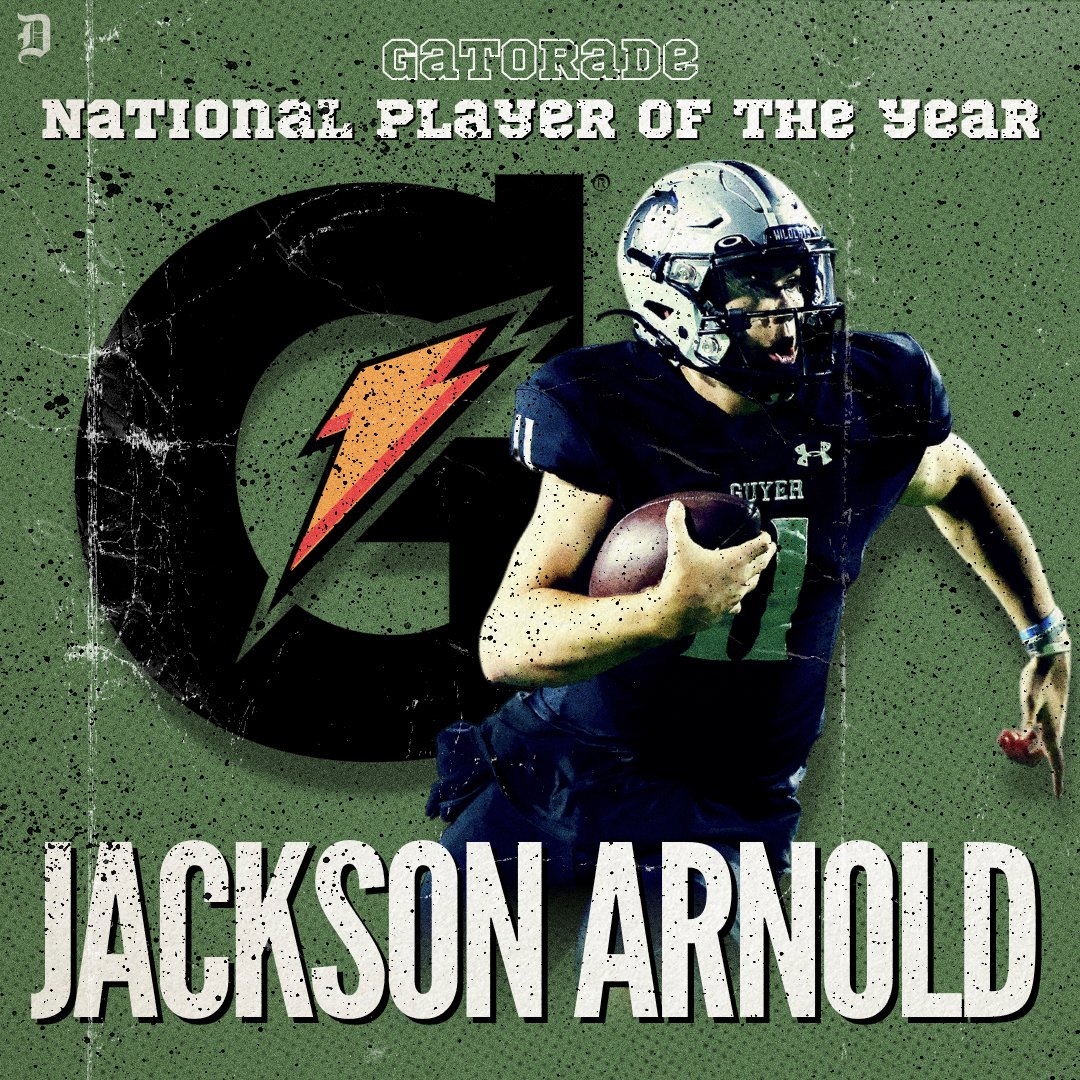 Denton Guyer's Jackson Arnold is the Gatorade National Player of the Year 😤⚡

He is the first Dallas-area player to win the national award since Allen’s Kyler Murray did so in 2014 🔥

More from @McFarland_Shawn: https://t.co/kCpCqbF2uP 👈

#TXHSFB #GatoradePOY 