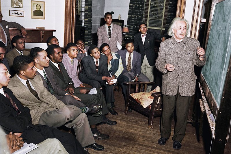 Woke professor Albert Einstein going out of his way to promote diversity, equity and inclusion during the Jim Crow Era 