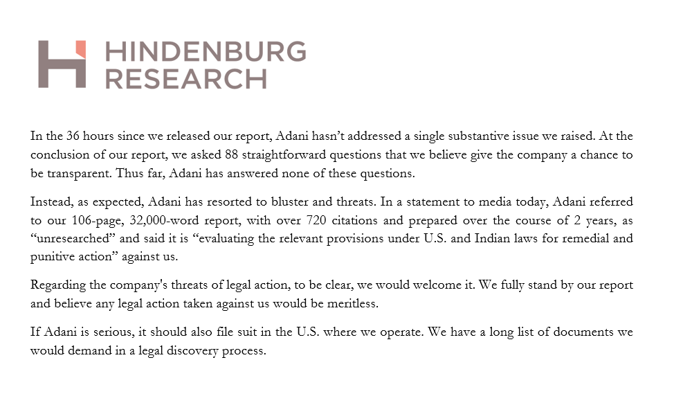 Our response to Adani: 