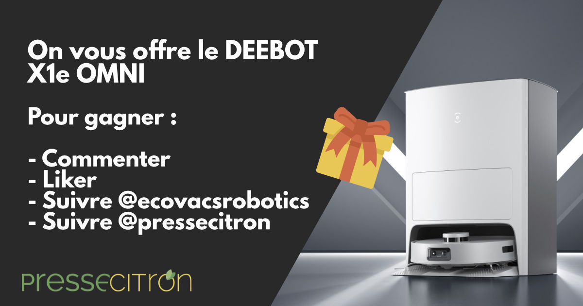 Le #concours
ECOVACS lance un nouveau modèle de robot aspirateur➡️ 
Pour fêter ça, on vous offre un DEEBOT X1e OMNI
Pour participer 🎁 :
1️⃣ Follow @ecovacsrobotics et @pressecitron
2️⃣ Like
3️⃣ Commente
TAS le 03/02 à 17h 