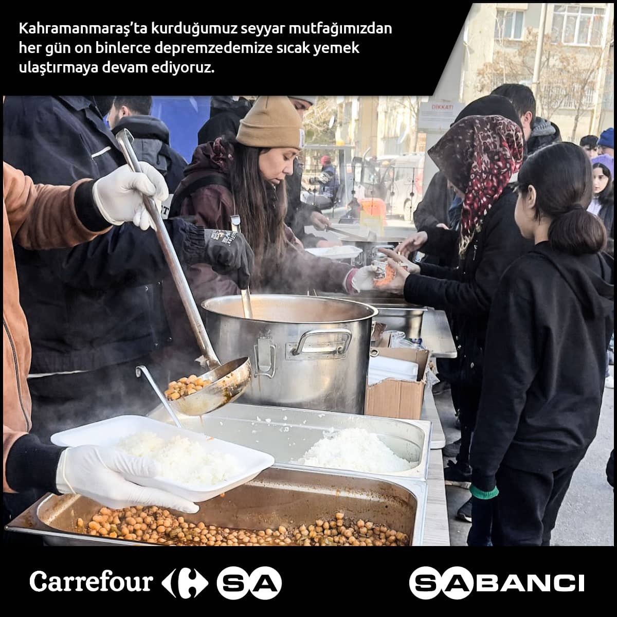 CarrefourSA mutfak sıcak yemek dağıtımı, Kahramanmaraş Oniki Şubat Binevler Kapalı Semt Pazarı’nda aşağıdaki saatlerde yapılmaktadır.
08.00-10.00 Kahvaltı
12.00-14.00 Öğle Yemeği
18.00-21.00 Akşam Yemeği
Adres: Binevler, 13050. Sk No:9 46050 Merkez/Kahramanmaraş @SabanciHolding 