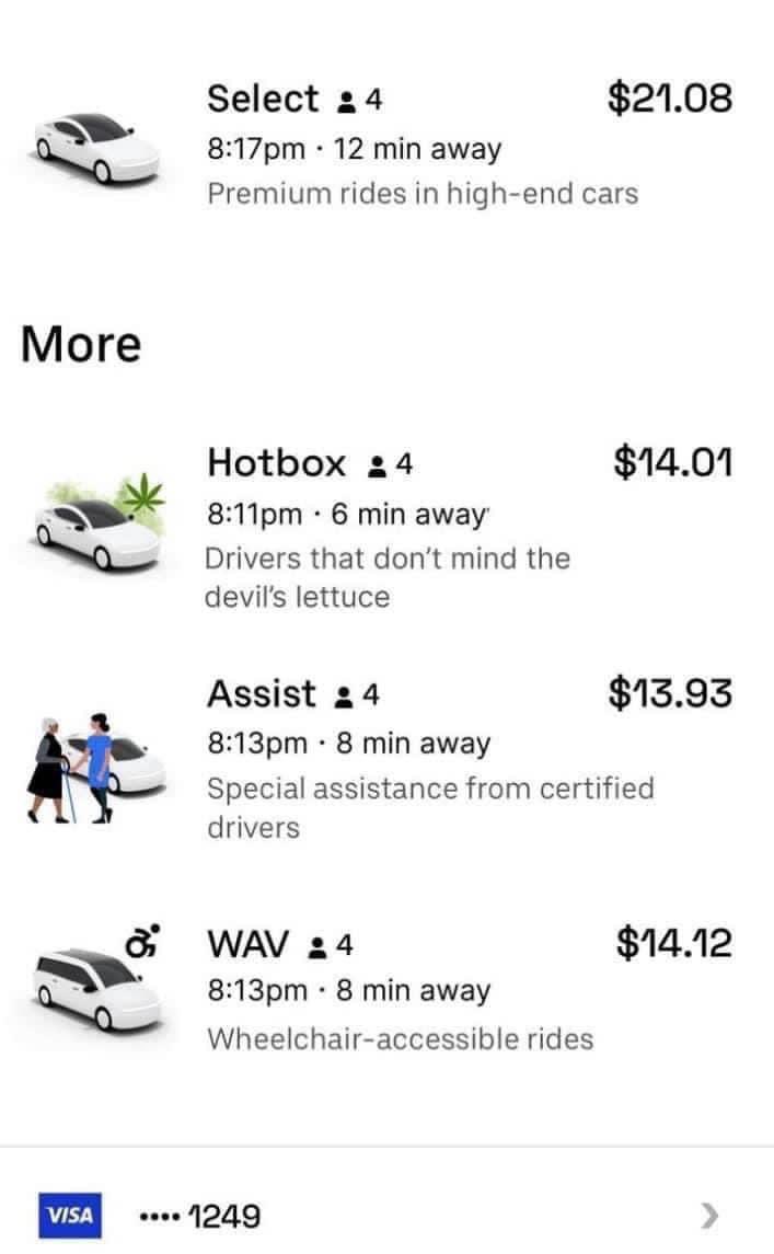 Is Uber now allowing hotbox as a car ride? 