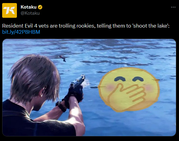 In chapter 3, if you shoot the lake a few times, a treasure item will float up. Don't worry about it. 