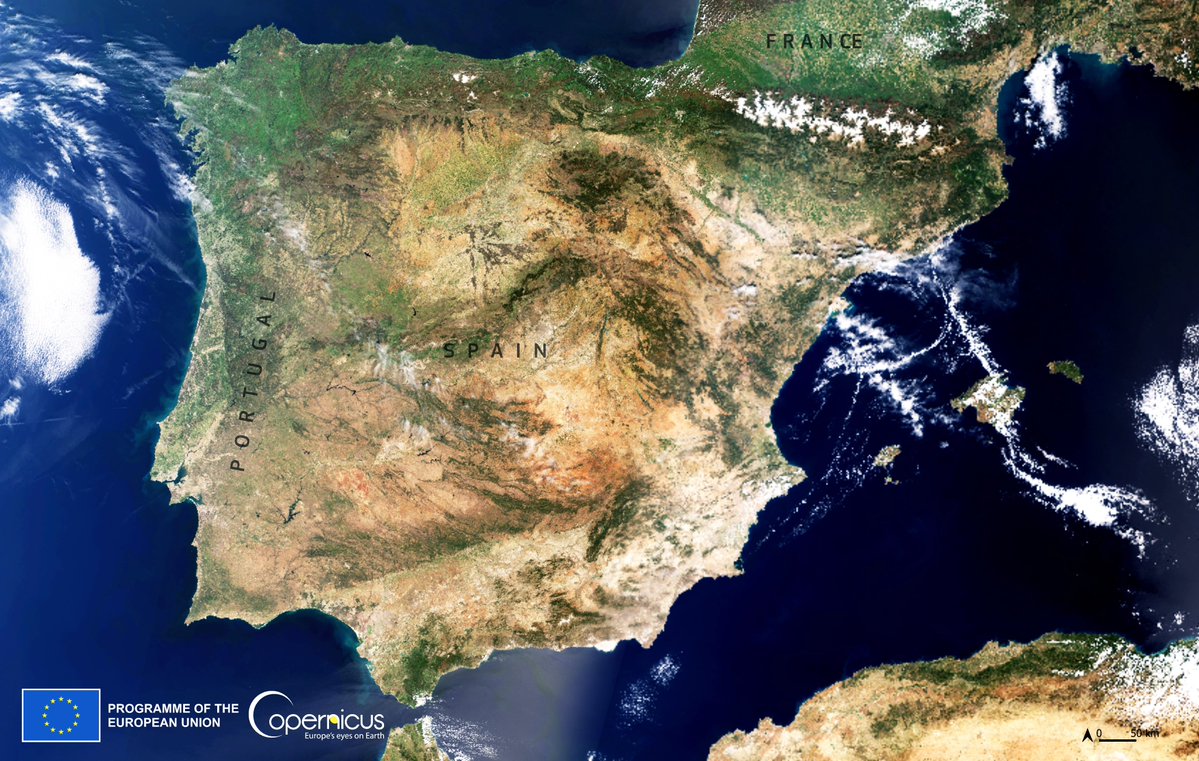 ¡Hola #España! 🇪🇸  ¿Todo bien?
Olá #Portugal! 🇵🇹 Tudo bem?
¡Hola #Andorra! 🇦🇩 ¿Tot bé?

We wish a happy Tuesday to all our friends, colleagues and followers in the Iberian Peninsula with this cloud-less image acquired yesterday 17 April by #Copernicus #Sentinel3 🇪🇺🛰 