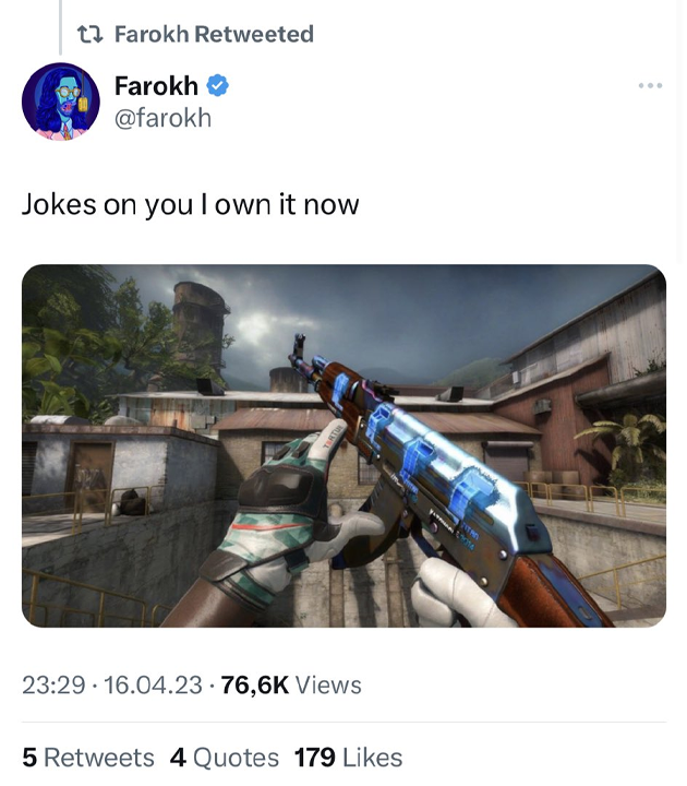 jpeg collectors trying to compare csgo skins to nfts has to be the most braindead thing on this app 💀 