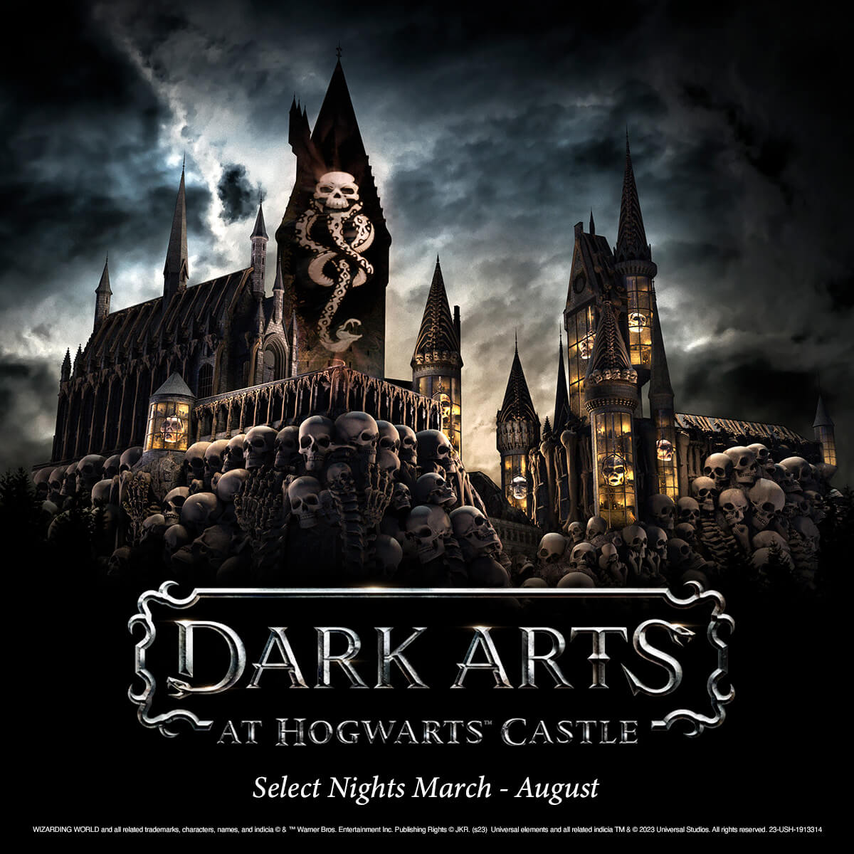 As darkness falls, Dementors™, Death Eaters™ and other fearsome creatures cloak Hogwarts™ castle in the darker side of magic. Experience Dark Arts at Hogwarts™ Castle, an ominous spectacle of light and music, returning select nights at Universal Studios Hollywood! 