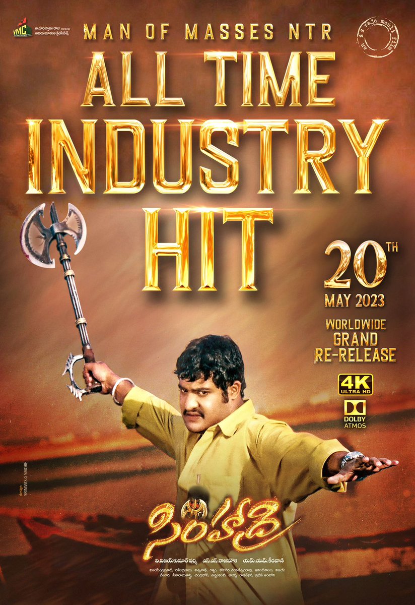 Vastunnadu 🔥 
#Simhadri4K Re-release On Mass Amma mogudu  @tarak9999 anna birthday, Waiting for mass janthara at Theatres 🔥 Jai NTR ✊

#Simhadri4KOnMay20 