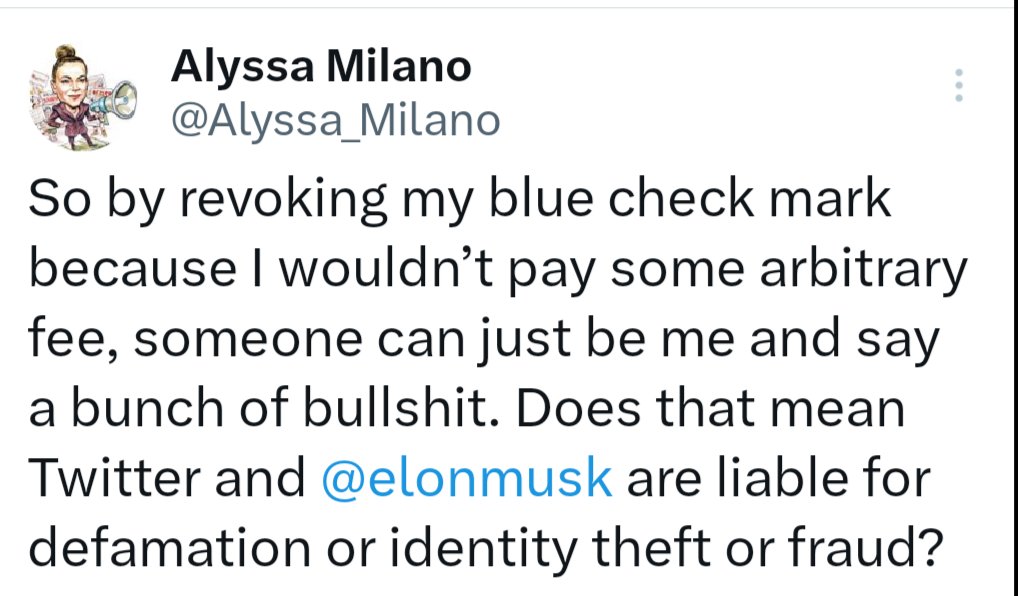 Alyssa Milano thinks her Twitter account is the equivalent to a social security number. 