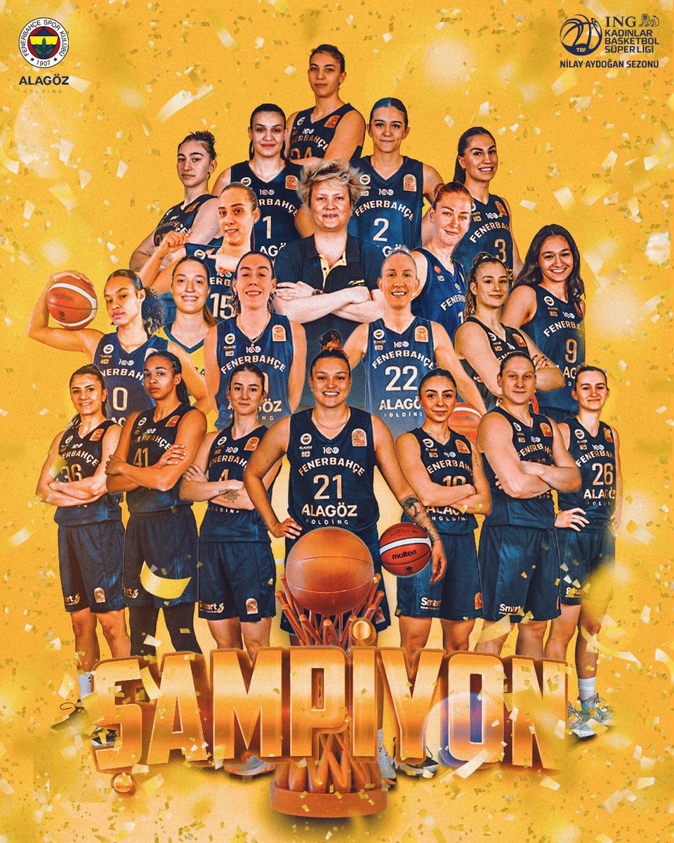 ING KADINLAR BASKETBOL SÜPER LİGİ NİLAY AYDOĞAN SEZONU ŞAMPİYONU FENERBAHÇE ALAGÖZ HOLDİNG! 💛💙🏆

#PotanınKraliçeleri 