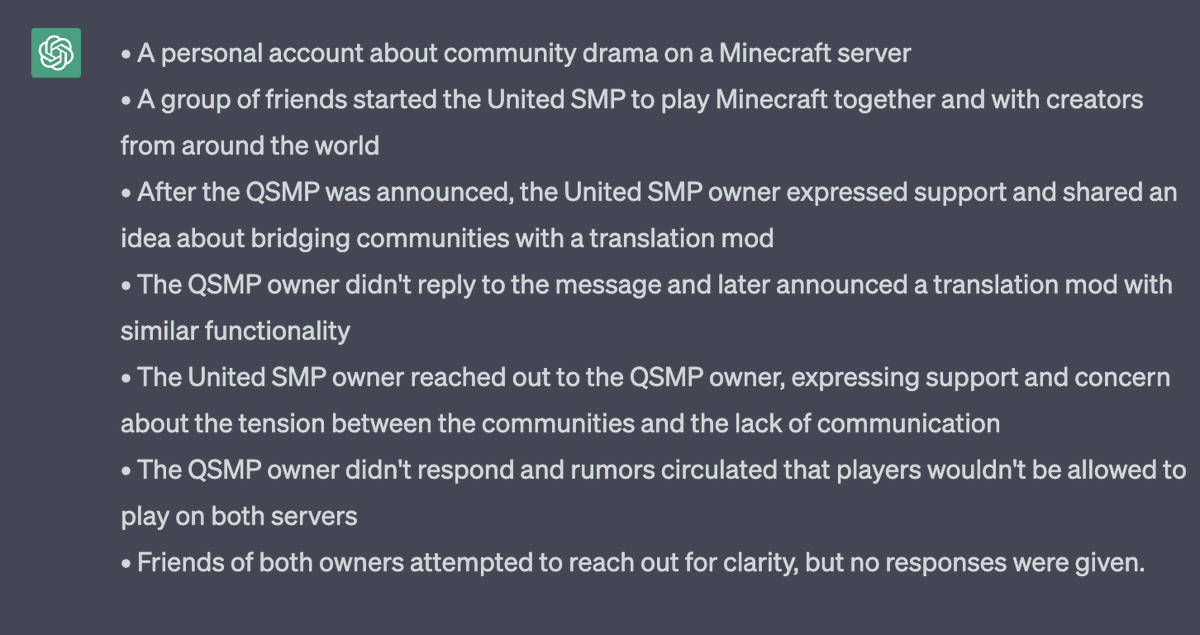@dreamwastaken chatGPT tldr 