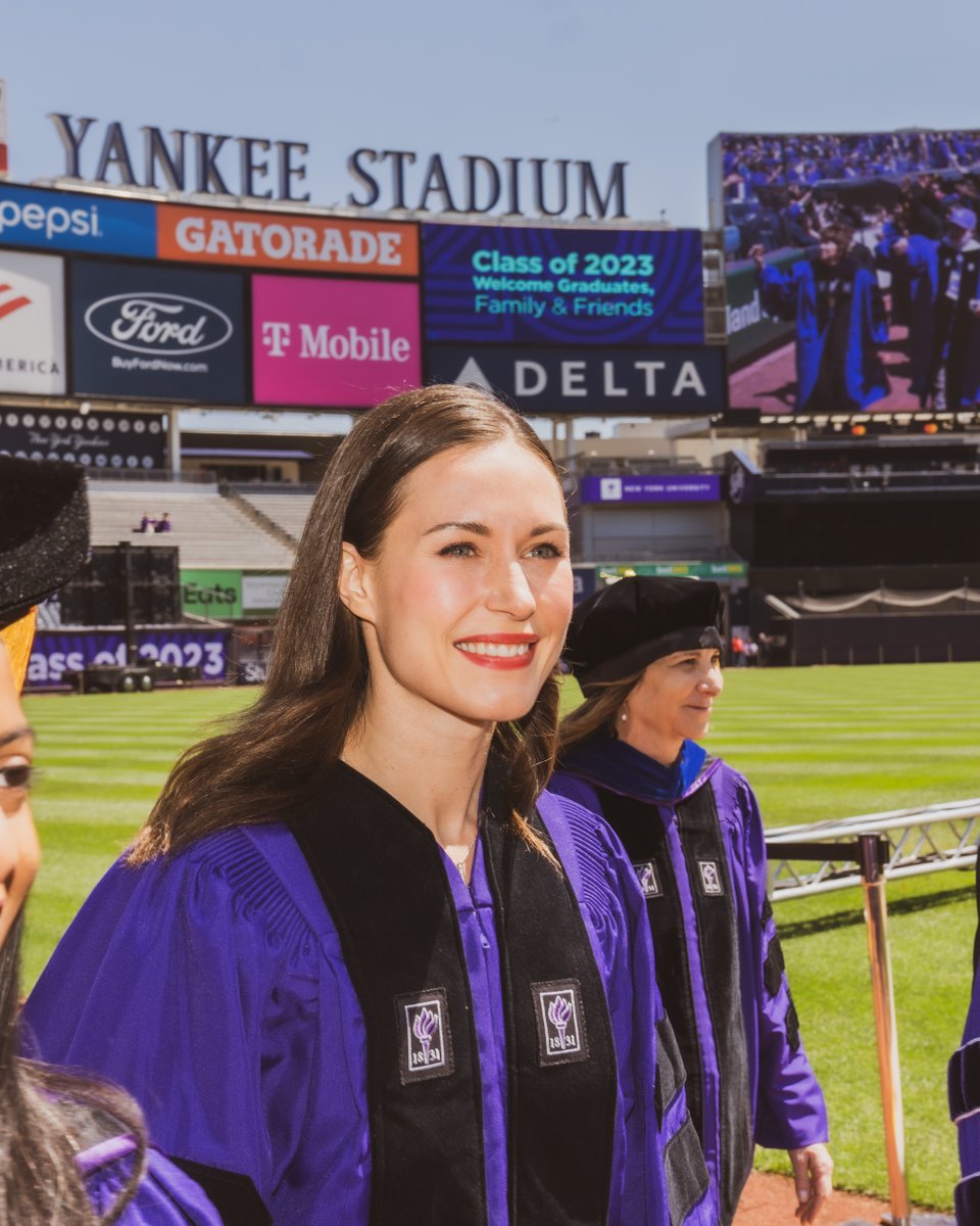 "1. You have a right to want things and to want things to change.
2. Wanting is not enough. To change things you have to take over. 
3. You have to stop being afraid." 
—Commencement speaker and honorary degree recipient @MarinSanna's three pieces of advice to #NYU2023 
