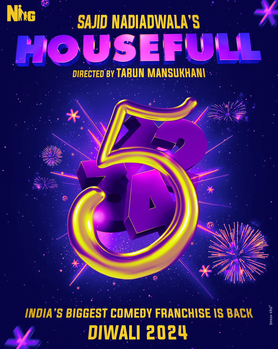 Super  excited to be joining hands for the first time with #SajidNadiadwala 

We're coming to make you Diwali 2024 brighter with #Housefull5! 💥

Starring @akshaykumar @Riteishd &amp; the team!

@NGEMovies @WardaNadiadwala 